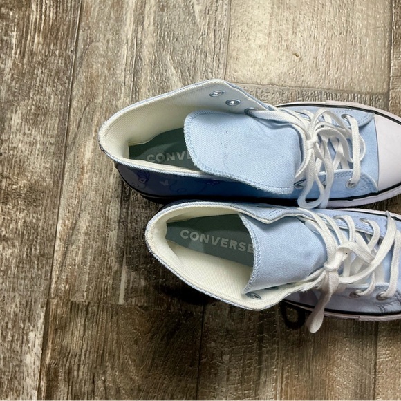 Women’s Light Blue High-Top Converse Sneakers Size 8.5 - Picture 4 of 16